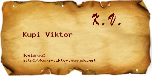 Kupi Viktor névjegykártya